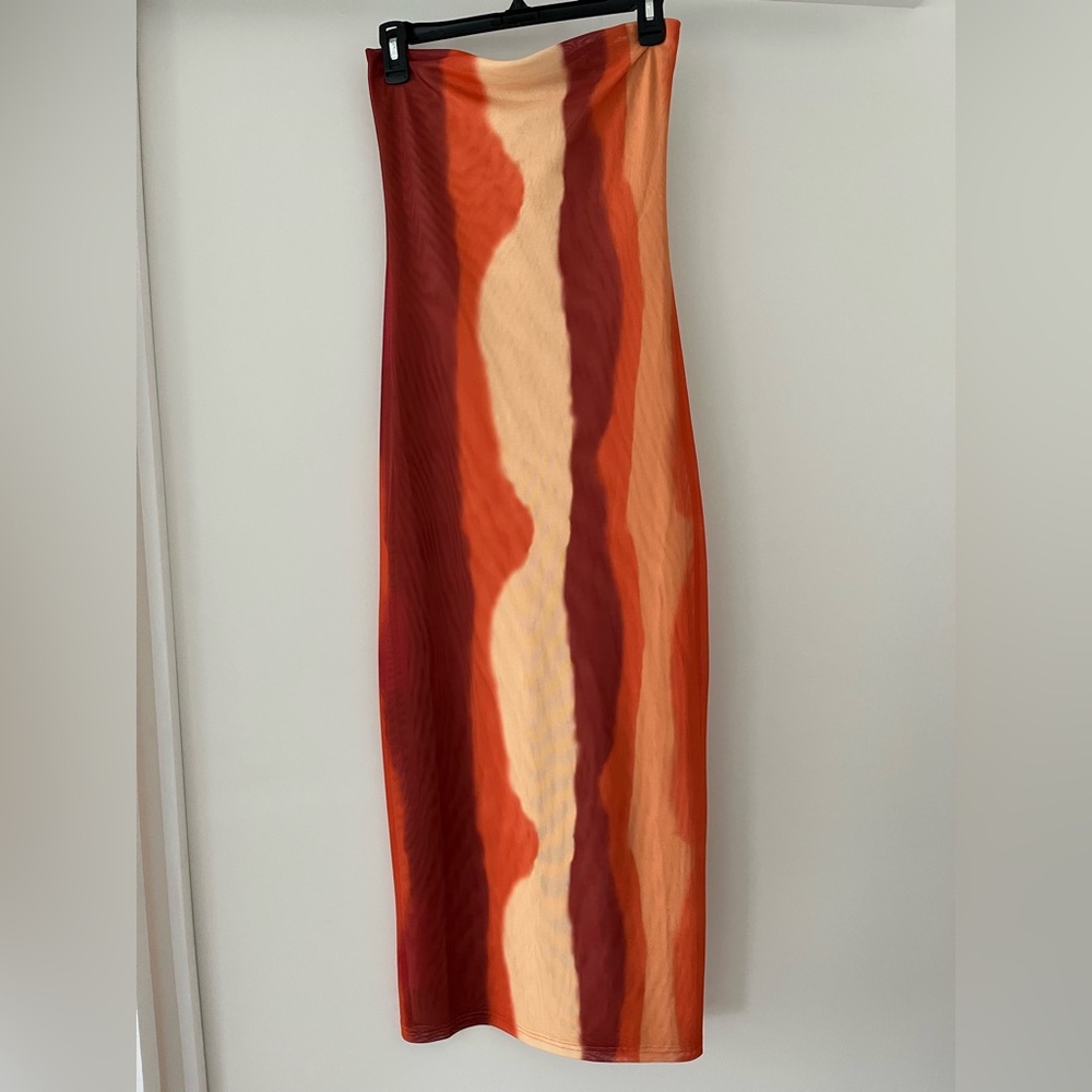 Vibrant Red and Orange Maxi Dress